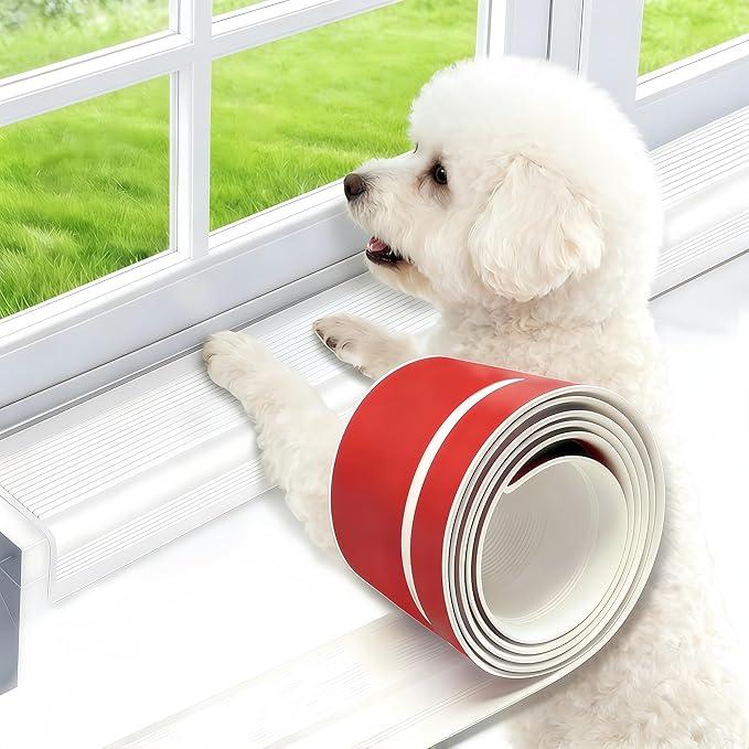 157.4" Dog Scratching Windows Sill Protector, Window sill Protector for Dogs, Prevent Dog and Cat Scratching, 4 x 1.6 inch Rubber Furniture Edge Protectors(White)