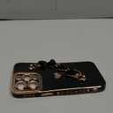 Caseative for iPhone 15 Pro Max Case,Cute Plating Love Heart Wrist Strap Chain Bracelet Phone Case (Black)