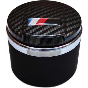 Car Ashtray for BMW 1/3/5/7 Series and X1/X3/X5/X6, with LED Light and Lid, Detachable and Portable (Carbon Fiber)