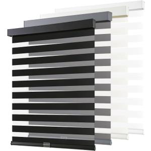 AOSKY Cordless Zebra Blinds for Windows Pull Down Roller Window Shades Dual Layer Light Filtering Privacy for Day and Night, Free-Stop Door Shades for Home Easy to Install (34.5" W X 72" HBlack)
