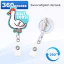 3 x Silly Goose Blue Badge Reel with Swivel Alligator Clip ID Badge Holder Funny Glitter Badge Reel Retractable Clip for RN LPN CNA Nurse Doctor Assistant Medical Staff