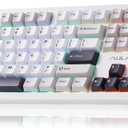 AULA F106PRO Wireless Keyboard, Full Size Mechanical Keyboard with Media Knob & Screen, 8000mAh Battery Hot Swappable Custom PBT keycaps Gaming Keyboard - Blaze Switch,Black White Grey