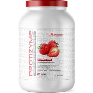 Metabolic Nutrition | Protizyme | 100% Whey Protein Powder | High Protein, Low Carb, Low Fat with Digestive Enzymes, 24 Essential Vitamins and Minerals | Strawberry Creme, 2 Pound