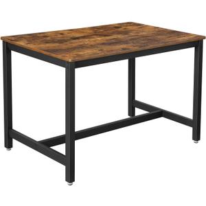 VASAGLE Dining Table for 4 People, Kitchen, 120 x 75 x 75 cm, Sturdy Metal Frame, Industrial Style, for Living Room, Dining Room, Rustic Brown-Black