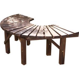 Tree Bench Wrap Around, Outdoor Patio Garden Porch Curved Bench, Wood Outdoor Benches Weatherproof, Wooden Semicircular Park Benches for Outside, Medium