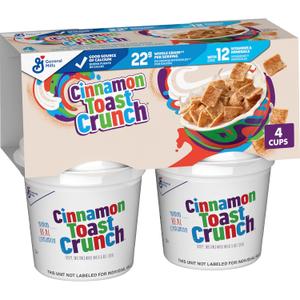Cinnamon Toast Crunch Breakfast Cereal, Crispy Cinnamon Cereal, Cereal Cups, 8 oz (4 Count) (EXP 03/08/26)