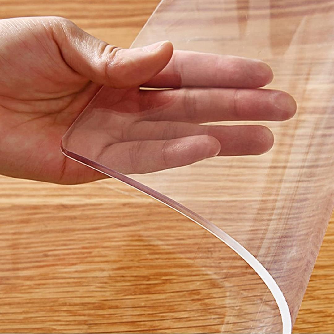 6FT Waterproof Rectangle Vinyl 40x72 inch Table Protector Clear Plastic PVC Tablecloth Cover Office Desk Pad Mat for Meeting Wood Coffee Glass Dining Outside Buffet Tabletop Bar Countertop Protection (40"x72", Clear Rectangle 1.5mm)