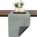 Table Runners 72 Inches Long, Dual-Sided Faux Leather Farmhouse Table Runner Waterproof Heatproof Non-Slip for Living Room Party Home Decor Holiday Decorations(Gray Sage Green, 12 x 72 Inch)