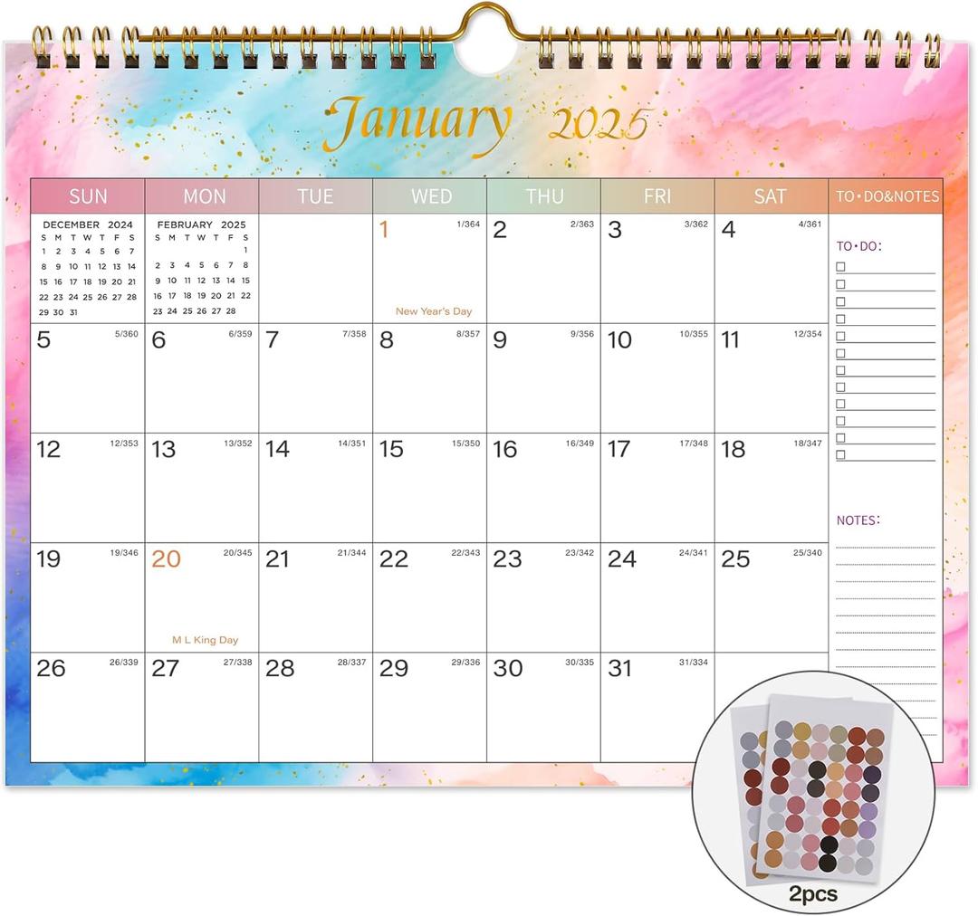 Lbylyhxc 2025-2026 Calendar - Includes January 2025 to June 2026 -18 Monthly Wall Calendar 2025-2026, 11 x 8.5 Inches.Thick Paper with Julian Dates and Block for New Year and Christmas Presents (Wall Calendar Colorful)