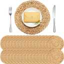 Tanlade 30 Pcs 13.8 Inches Round Placemats Hand Woven Round Woven Placemats Braided Water Hyacinth Table Mats for Dinner Charger Plates Rustic Boho Kitchen Dining Table Decoration
