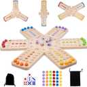 Original Marble Board Game Set, Portable Wooden Tabletop Game with 30 Marbles and 7 Dice for Family Party Nights (2-6 Players)