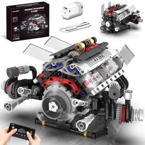 V8 Engine Kits That Works Building Sets,Car Engine Model Kit with Motor and Lights,Visible Piston Movement Mechanical STEM Toy for Car Enthusiasts Adults,Kids(664PCS)