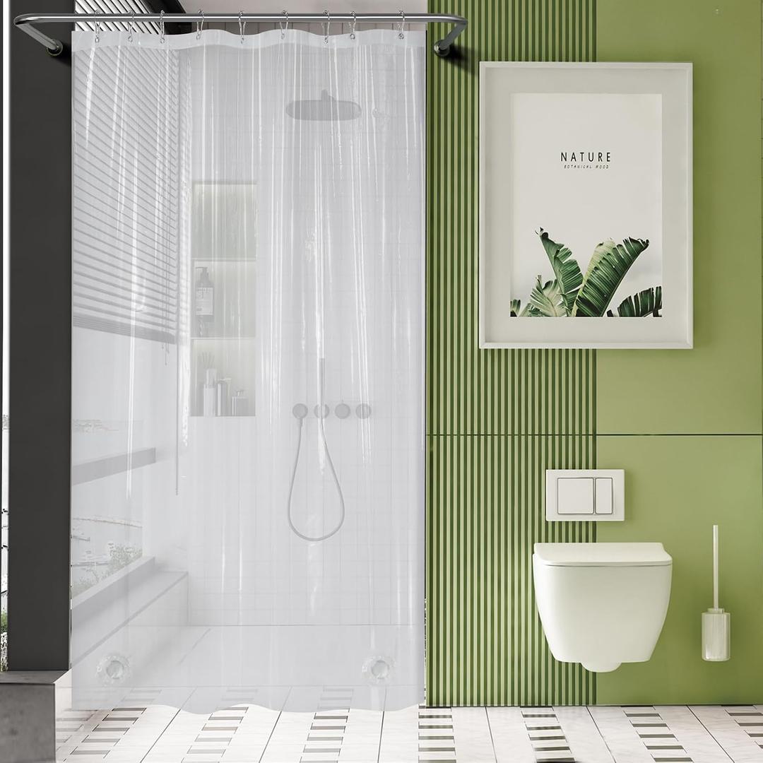 AmazerBath Stall Shower Curtain Liner 54x78, Plastic Shower Liner Clear, Small Shower Stall Curtain Liner Thick PEVA, Heavy Duty 8G, Stand Up Shower Curtain with 2 Weighted Stones and 9 Grommets