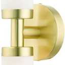 Livex Lighting Aero Steel 2 Light Wall Sconce for home decor, 1 Satin Brass Finish light fixture, perfect for bathroom, bedroom or living room decor