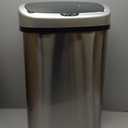 iTouchless 13 Gallon Oval Sensor Trash Can with Odor Filter, Fingerprint-Proof Stainless Steel, 50 Liter Automatic Kitchen Garbage Bin, Smart Hands-Free Motion Lid, Quiet Soft-Close, Brushed Silver