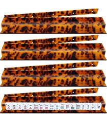 4-Pack Acrylic American Mahjong Racks with Pushers(19.7",Brown),Mahjong Holders for American Mahjong Game Tiles, Scalloped