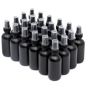 NOOEEISS Frosted Black Glass Small Spray Bottle 2 oz 24 Packs,Fine Mist Sprayer Small Clear Bottles,Refillable Containers mini spray bottles for Cleaning Solutions and Skin Care (Frosted Black 24pcs)