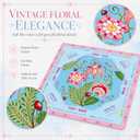 Blue Floral Mahjong Mat 31.5" x 31.5" with American Mahjong Rules, Ships Rolled Table Mat, Non-Slip Noise Reducing Gaming Mat with Carry Bag & Dice, Mahjong Accessories Gift for Women/Men