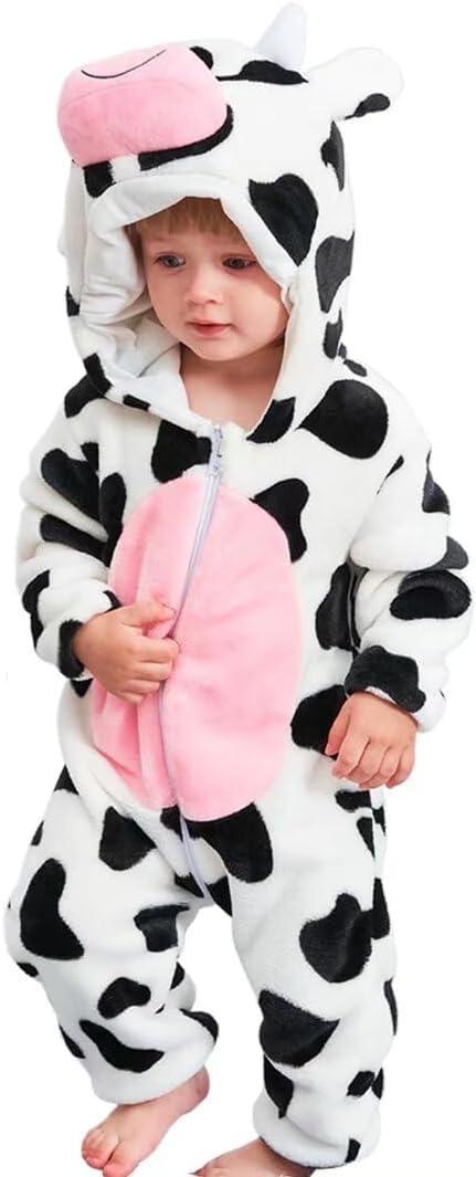 Baby Animal Costumes Unisex Toddler Outfit Halloween Dress Up Romper (12-18 Months/Height 29"-31", Cow)