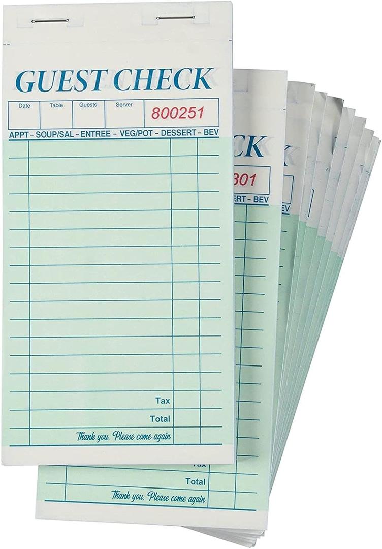 Juvale 10 Pack Restaurant Server Note Pads with Carbon Copy for Guest Checks, Waiter, Waitress 500 Total Tickets (3x7 in)
