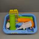 21" H Play Sink with Running Water, 4in1 Kids Kitchen Sink Toy with Electric Faucet, Mini Water Table with Detachable Legs, Fishing Game, Pretend Play Dishwasher Gift Set for Boys & Girls(Blue)