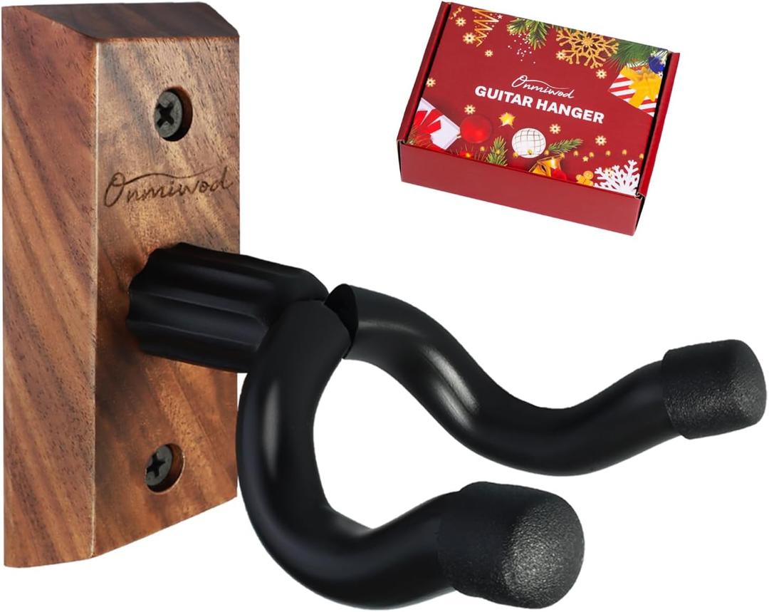 Guitar Wall Mount, Black Walnut Wood Guitar Hanger, U-Shaped Guitar Wall Hanger Mount, Guitar Holder Hook Stand Wall for Acoustic, Electric Guitar, Banjo, Bass, for Guitar Player Men Boy
