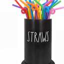 Straw Dispenser for Counter, Bamboo Straw Holder, Coffee Stirrers Holder for Farmhouse Decor, Coffee Bar Accessories and Organizer, Black Straw Organizer for Kitchen, Coffee Bar, Party