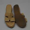 Coutgo Women's Platform Wedge Sandals Open Toe Slip On Slides Cork Heeled Cutout Comfortable Summer Shoes (7, Coffee)