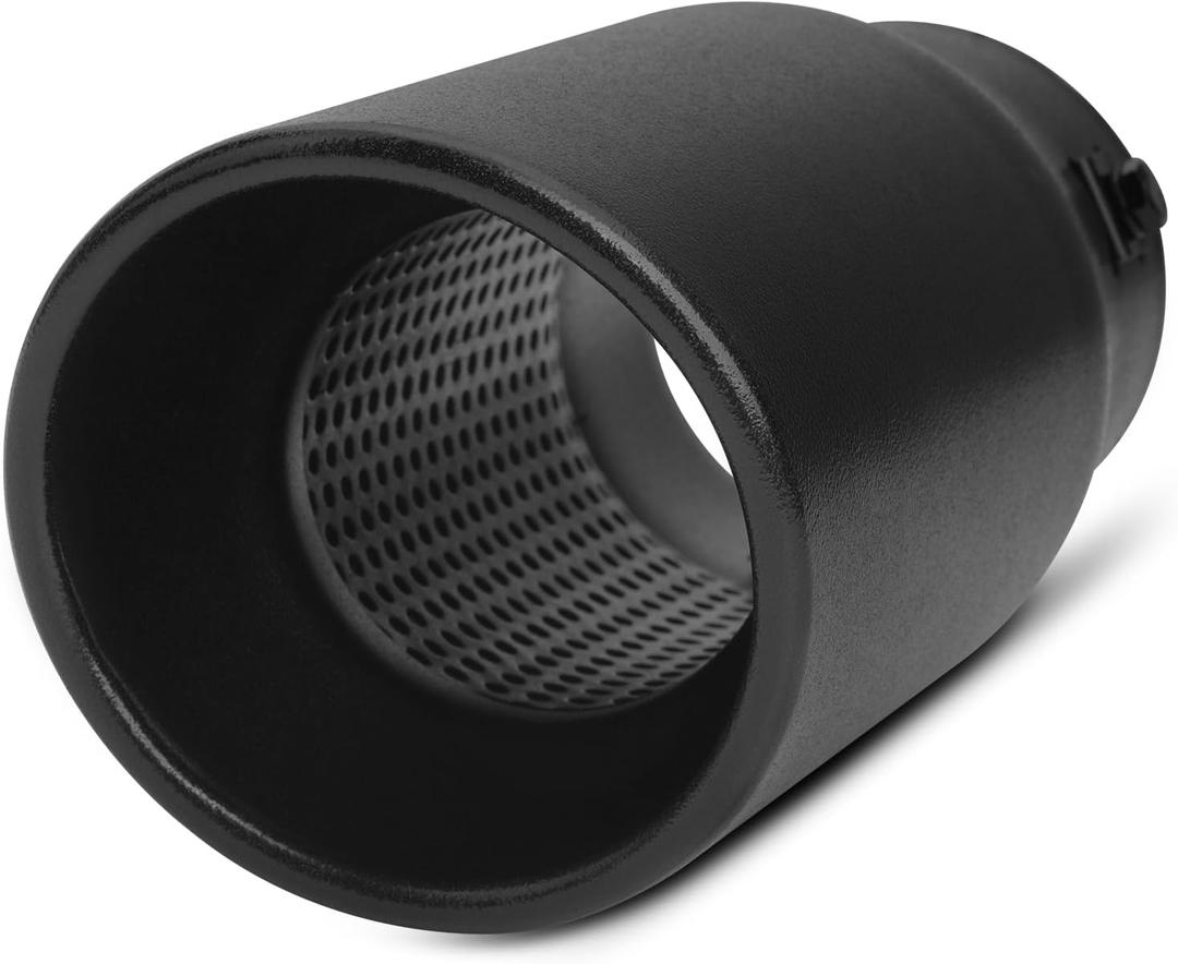 Vurkcy 1.5"-2.5" Inlet Adjustable Diesel Exhaust Tip, 4" Outlet 9" Overall Length Double Wall Stainless Steel Tail Pipe, Bolt-On, Black (fit for 1.5"/ 1.75"/ 2.0"/ 2.25"/ 2.5" OD Tailpipe)
