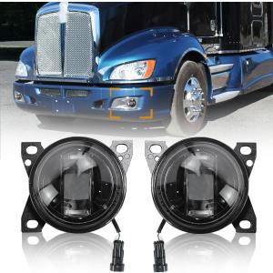 Blcak 12V LED Fog Lights Compatible with Peterbilt 579 587 Kenworth T660 2013-2021 Pair Front Fog Lights Assembly Replacement LH&RH Side (Black)