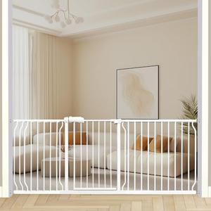  Heavy Duty Baby & Dog Safety Gate - Extra Wide 76.4-81.1 Inch, White Metal, Tension Mounted No Drilling Pet Gate for Stairs & Doorways, 30 Inch Tall: Baby