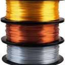 3 x Shiny Silk Gold Silver Copper PLA Filament Bundle, 1.75mm 3D Printer Filament, Each Spool 0.5kg, 3 Spools Pack, with One 3D Printer Remove or Stick Tool MIKA3D