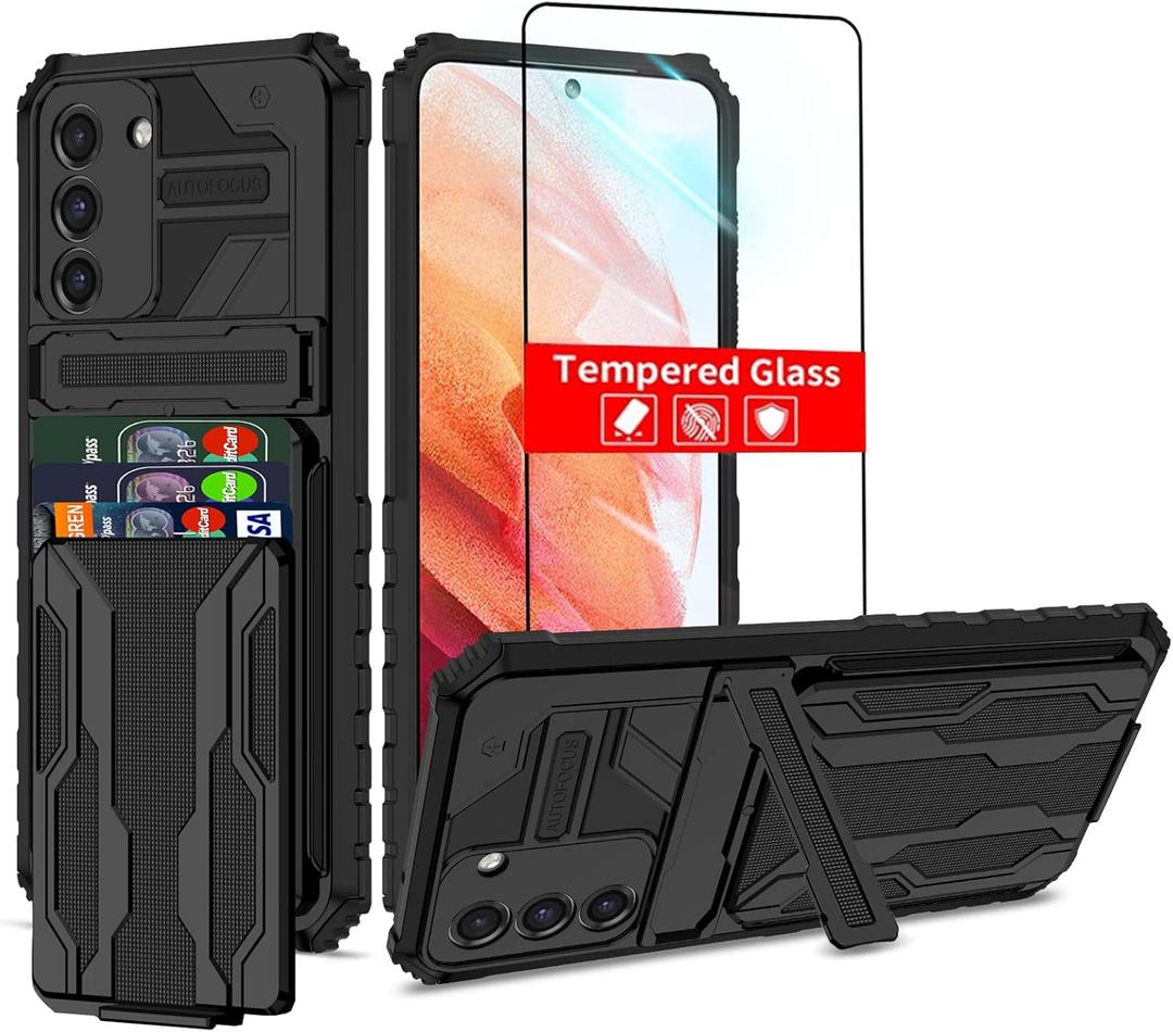 for Samsung Galaxy S21 FE 5G Case Wallet with Card Holder, Built-in Stand with Screen Protector, 360 Full Body Shockproof Heavy Duty Case for Samsung Galaxy S21 FE 6.4'' (Not Fit S21)