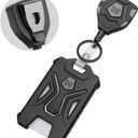 MNGARISTA 1 Pack Heavy Duty Badge Holder, Vertical ID Card Holder for Credit Cards, Clear ID Window, All PC Polycarbonate Plastic Housing, 5 Cards Capacity, Built-in Elastic Clip, Black