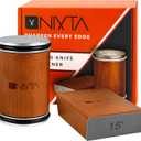 Nixta Rolling Knife Sharpener Kit – 3-Stage Manual Knife Sharpener for Kitchen, Chef & Serrated Knives – Knives Sharpener with Non-Slip Base – Knife Sharpening Kit
