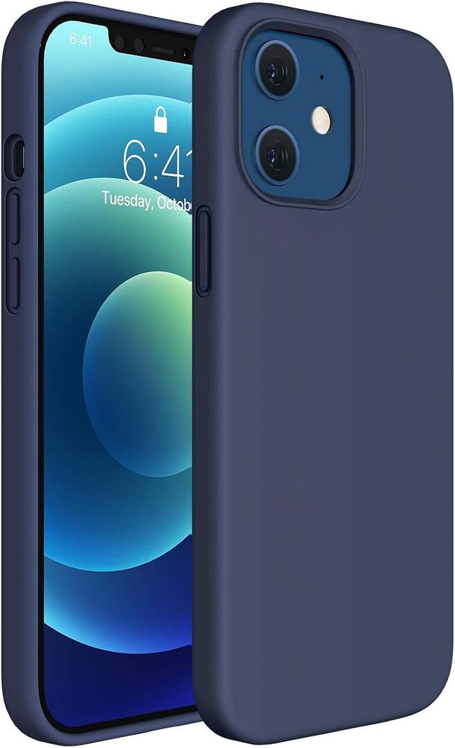 Miracase Compatible with iPhone 12 Case and iPhone 12 Pro Case, Liquid Silicone Gel Rubber Full Body Protection Shockproof Drop Protection Phone Case for iPhone 12/12 Pro 6.1 inch(Dark Blue)