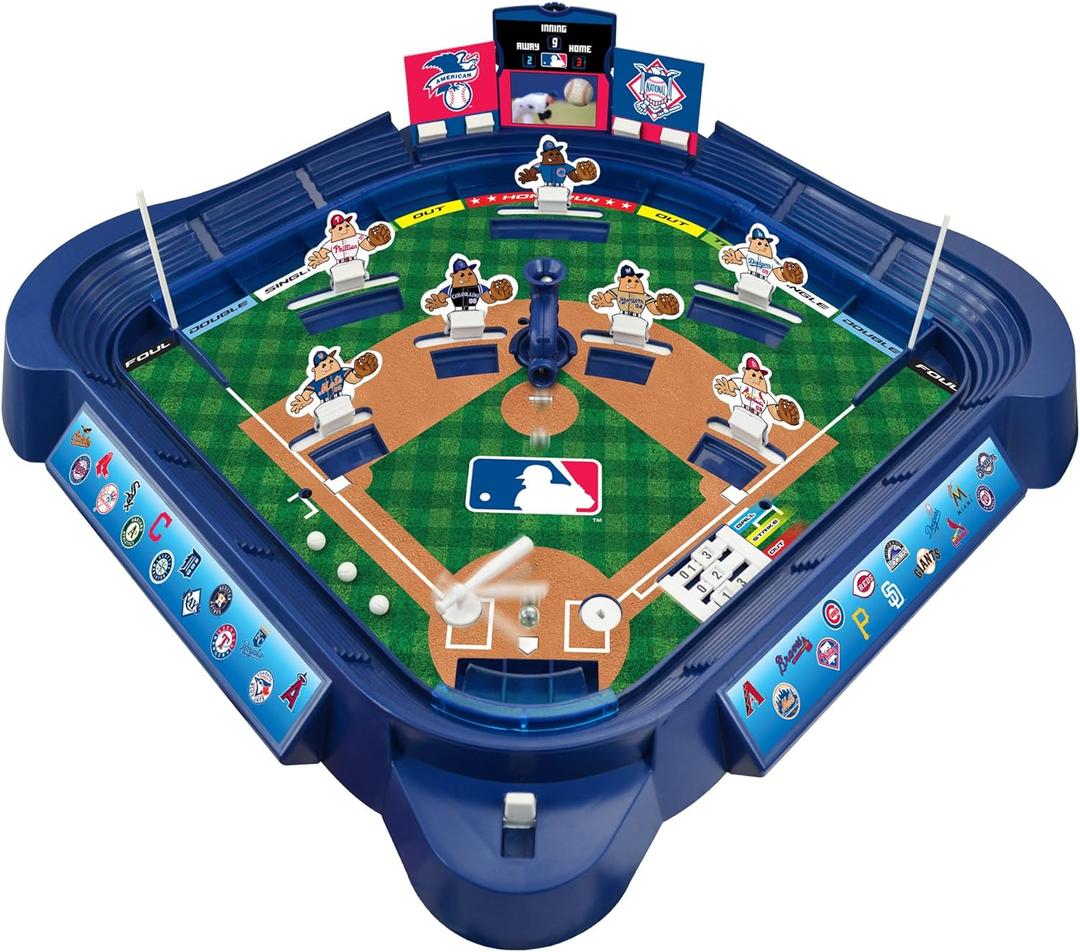 MLB Slammin' Sluggers Magnetic Baseball Tabletop Game  2-Player Board Game with 20" x 20" Field, Scoreboard, Stickers and Manual Pitching Control