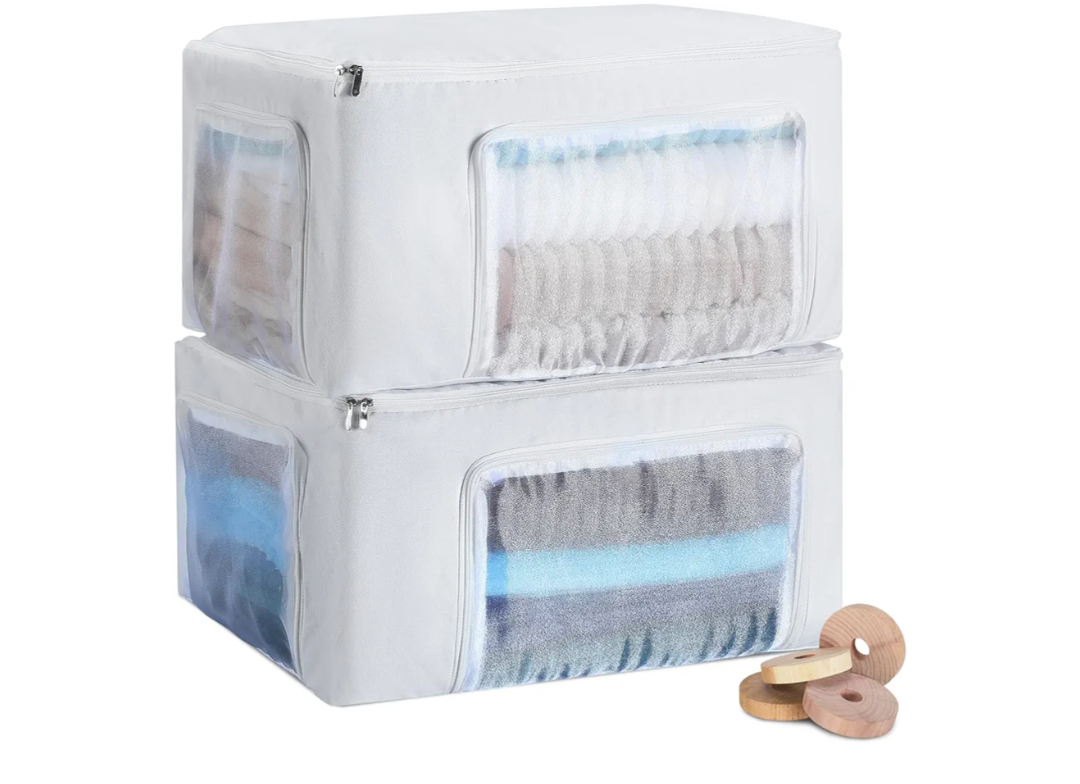 2 Set 22 L Cashmere Sweater Storage Bags with Moth Protection Cedar Rings Breathable & Washable Garment Cotton Bags for Sweaters, Cashmere, Wool, Scarves and More