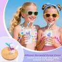 Clexela Birthday Gifts for 4 5 6 7 8 9 10 11 12 Year Old Girls Monogrammed Initial Glass Cups,16oz Glass Cups with lid and straw, Personlized Valentine Mermaid Gifts for Kids Girls Purple S