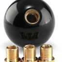 Round Ball Shift Knob Universal Gear Shift Knob 5 6 Speed for Manual Automatic Vehicles with Adapters (Pure Black)