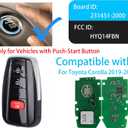 Keyless Entry Remote Control Smart Key for Toyota Corolla 2019-2022 | Alliskeys Proximity Key Fob Replacement for Corolla 2019 2020 2021 2022 HYQ14FBN 231451-2000 8990H-12180