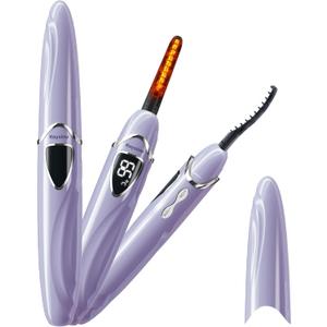 Heated Eyelash Curler, S600 Rechargeable Heated lash Culer, Eyelash Curer Heated in 8s for Woman 24 Hs Lasting Natural Makeup (Lilac/Silver, 148MM)