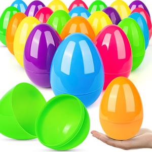 BainGesk 24 PCS 6" Jumbo Easter Eggs, Basket Stuffers Fillers, Plastic Easter Eggs for Hunt, Large Empty Eggs Fillable with Candy, Toys, Easter Decorations, Easter Party Favor
