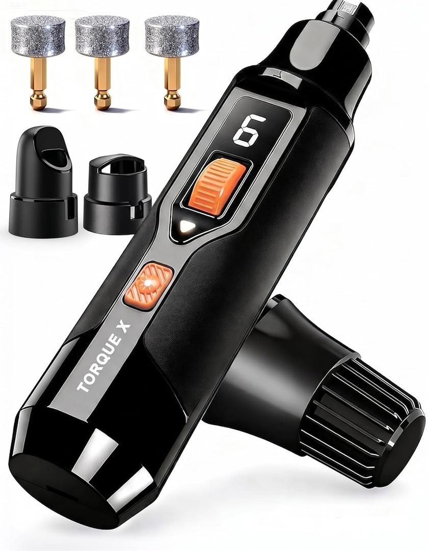 Power Professional Pet Nail Grinder for Dogs - Ultra-Quiet 30dB, Powerful 7-Speed 16,000 RPM Motor (20k Force), Dual LED Lights, 12H+ Runtime, 3 Diamond Bits & Dust Cap