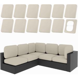 hyha 12Pcs Patio Cushion Covers, Stretch Outdoor Couch Cushion Covers Replacement, Washable Outdoor Chair/Sofa Slipcovers for Patio Furniture Cushions Protector with Elastic Bottom(Taupe,Cover Only)
