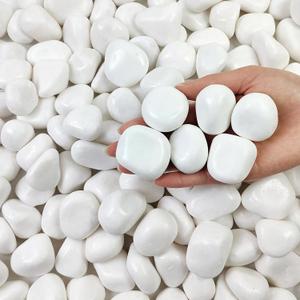 FANTIAN 5 lbs White Pebbles for Indoor Plants, Polished River Rocks, 1.5-2.5 inch Decorative White Stones for Plants Vase Fish Tank Garden and Landscaping Rocks