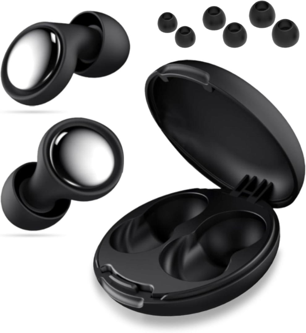 3 x Ear Plugs for Sleeping Snoring Men Christmas Gifts Small Stocking Stuffers-45dB Noise Cancelling Reduction, Hearing Protection Silicone Ear Plugs for Christmas Concerts +8 EarTip (Classic Black)