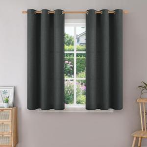BGment Curtains 54 Inch Length 2 Panels Set for Bedroom, Grommet Thick Linen Look Burlap Textured Light Filtering Privacy Window Drapes for Farmhouse Living Room, 42 x 54 Inch, Dark Grey