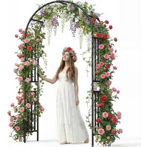 Garden Arbor - 3.9x7.9ft Metal Garden Arch Trellis for Climbing Plants, Wide Sturdy Garden Arch, Ideal for Vines, Weddings, Halloween, Christmas & Outdoor Decor (Black), 1.6 x 3.9 x 7.9ft