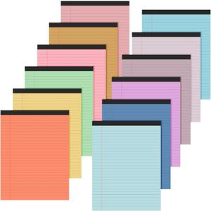 Lincia 12 Pcs Colored Legal Pad Writing Pads 8.5 x 11 Inch Wide Ruled 50 Sheets Per Notepad Micro Perforated Writing Notepad for School, College, Office, Business (Multicolor)